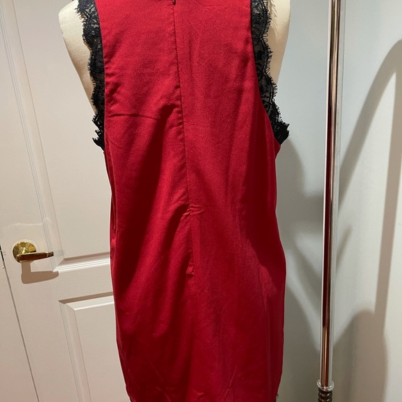 Forever 21 Red Lace Trim Sleeveless Slip Dress L - Picture 6 of 8